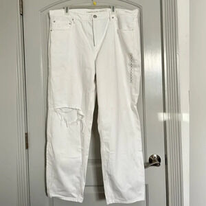 American Eagle 90s Straight Leg Jeans Cool White Distressed Jeans size 20R NWOT